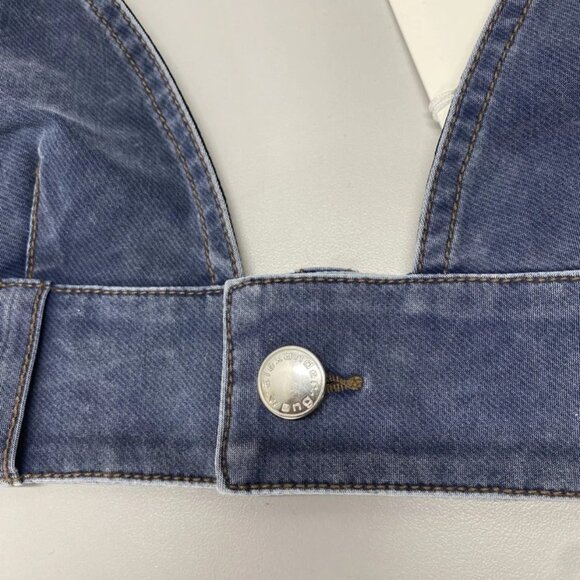 NEW ALEXANDER WANG  Trompe L’oeil Denim Bra Top Blue Size XS | Triangle Style - Picture 8 of 9